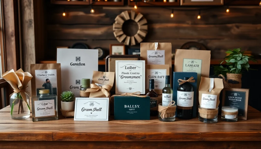 Explore cheap groomsmen gifts showcased in a thoughtful display, highlighting personalized selections and unique options.