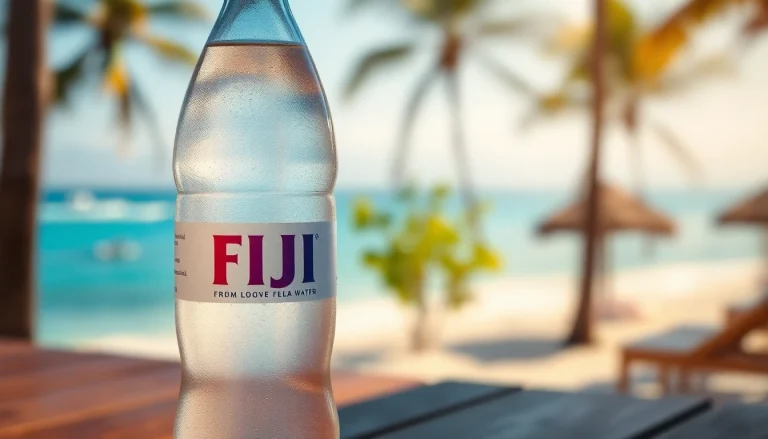 Highlighting the FDA recalls Fiji water, this image features a Fiji water bottle with vibrant details and tropical background.