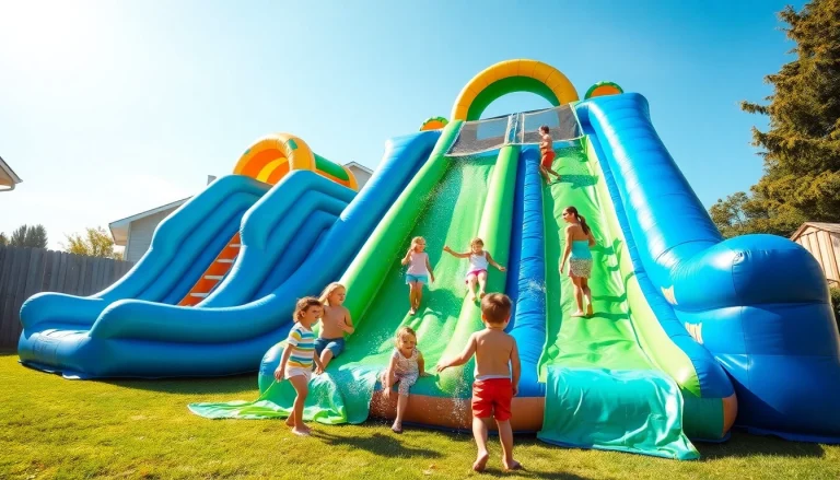 Exciting waterslide rentals providing fun for families with direct access and thrilling water slides in a lively setting.