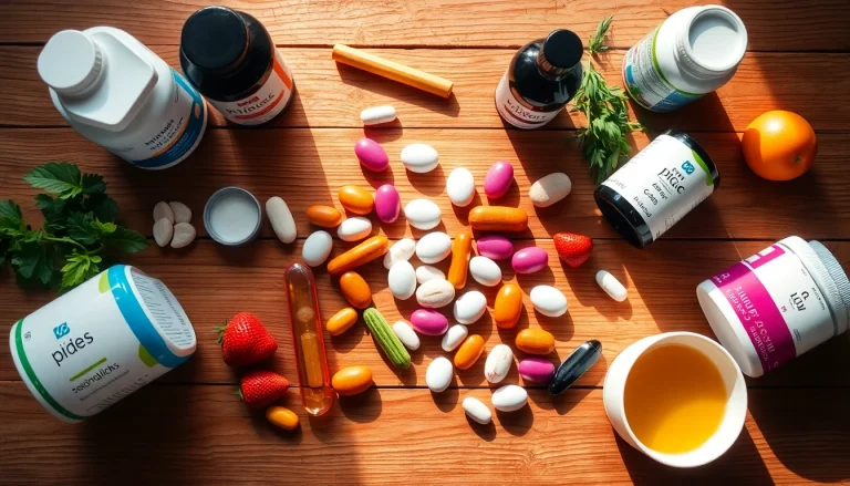 Showcase of dietary supplements in vibrant colors to promote healthy living.