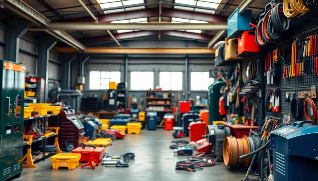 Browse high-quality welding supplies including helmets and tools against a professional backdrop.