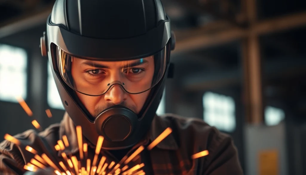 Welding with Speedglas: Professional welder using a Speedglas helmet, emphasizing safety and precision.