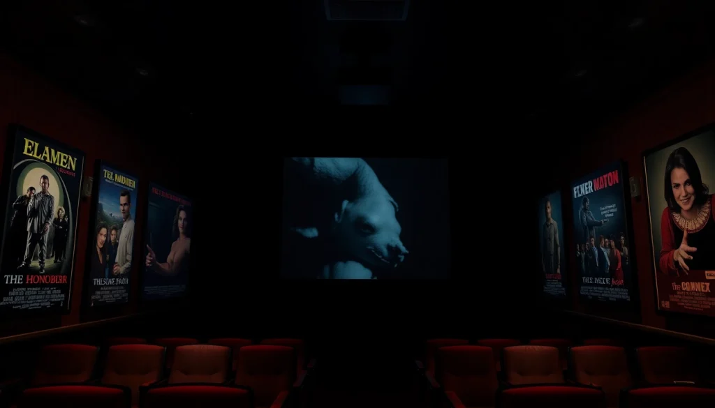 Engage with HellHorror.com and explore chilling movie posters in a captivating horror movie theater ambiance.