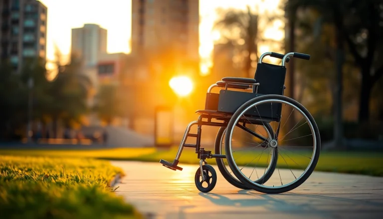 Manual wheelchair showcased in a park, emphasizing mobility and comfort for users.