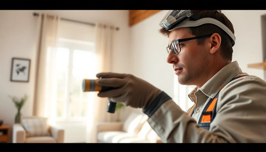 Pest Control Calgary expert inspecting a home for rodents, ensuring safety and cleanliness.