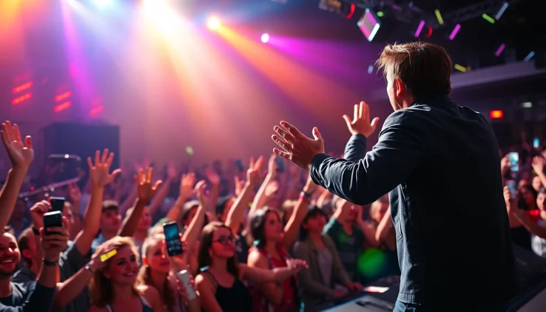 Enhancing fan engagement through a vibrant live music performance, musician connecting with the audience.
