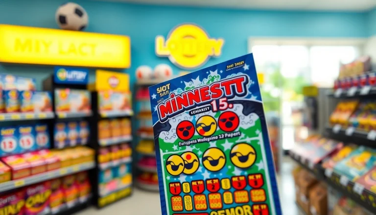 Participate in the mn lottery scratch game with colorful tickets and excitement in a lottery store.