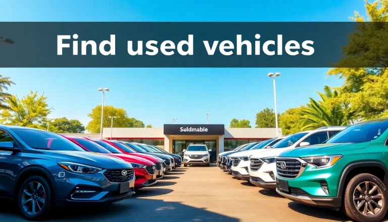 Find used vehicles displayed vibrant dealership with various models under bright natural lighting.