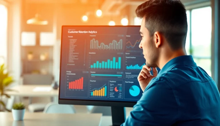 Engaging customer retention software analytics interface showcased in a professional setting, highlighting key metrics.