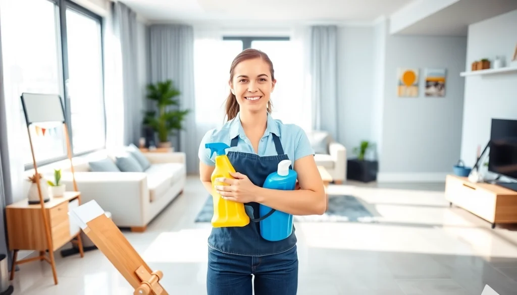 Bond cleaning Logan specialist diligently cleaning, ensuring a spotless apartment for a bond return.