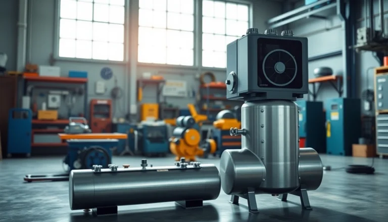 Showcase of an air compressor supplier in Saudi Arabia with a professional workshop setting.