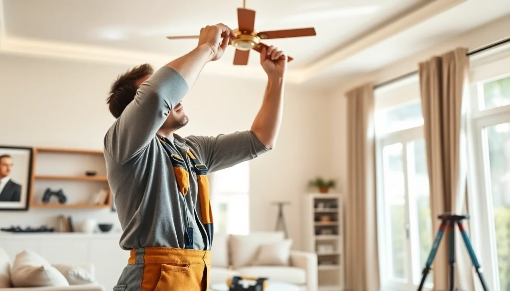 Electrical Contractor Clearwater performing installation in a well-lit home environment.