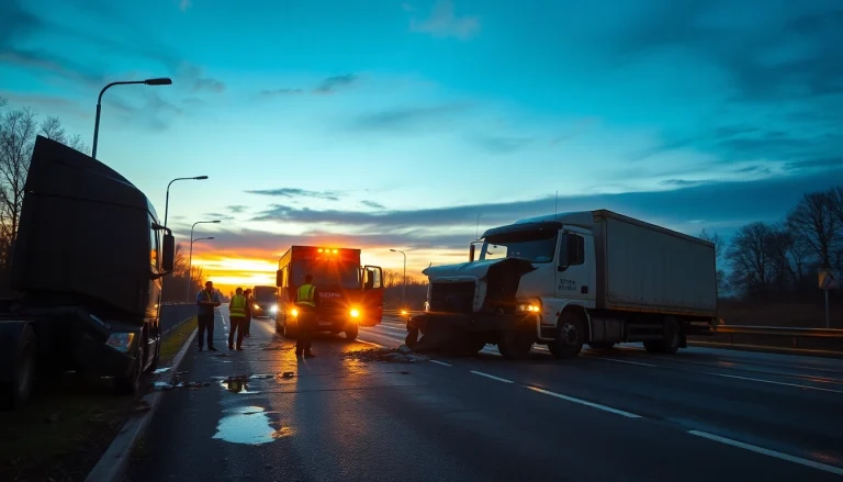 Düzce'de trafik kazası sonrası pat pat ve kamyon görüntüsü, acil müdahale ekipleri çalışırken.