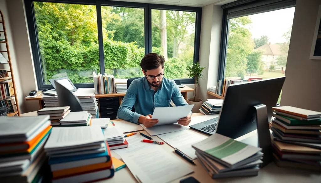 Study scene of level 6 NVQ diploma in occupational health and safety - completed assignments pdf at a modern desk.