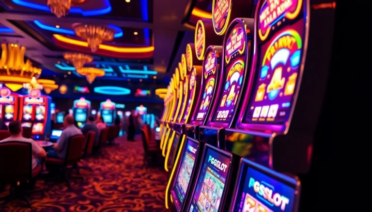 Engaged players experience the excitement of PGSlot gaming in a vibrant casino setting.