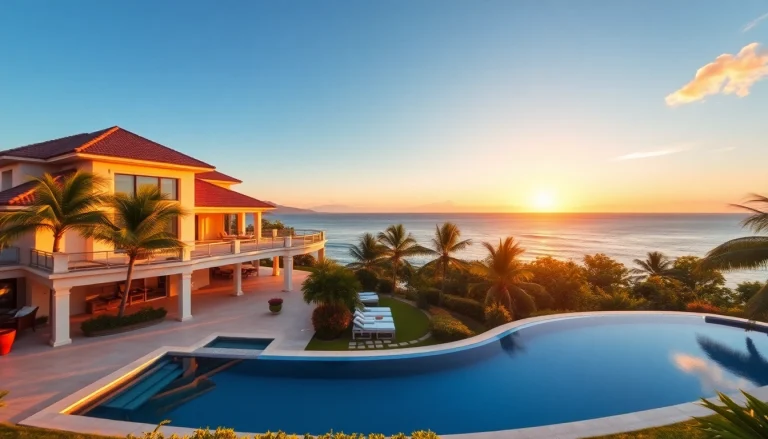 Explore a stunning international property for sale featuring a luxurious villa by the coast.