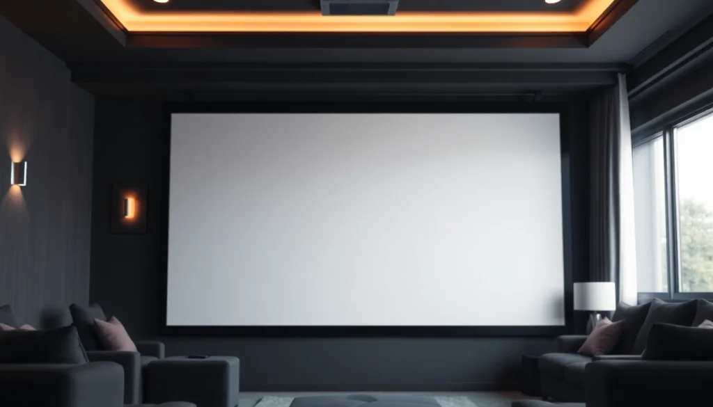 Highlighting the Best Fixed Frame Projector Screen in a luxurious home theater setup