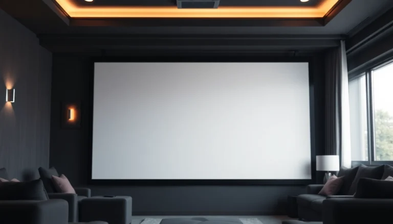 Highlighting the Best Fixed Frame Projector Screen in a luxurious home theater setup