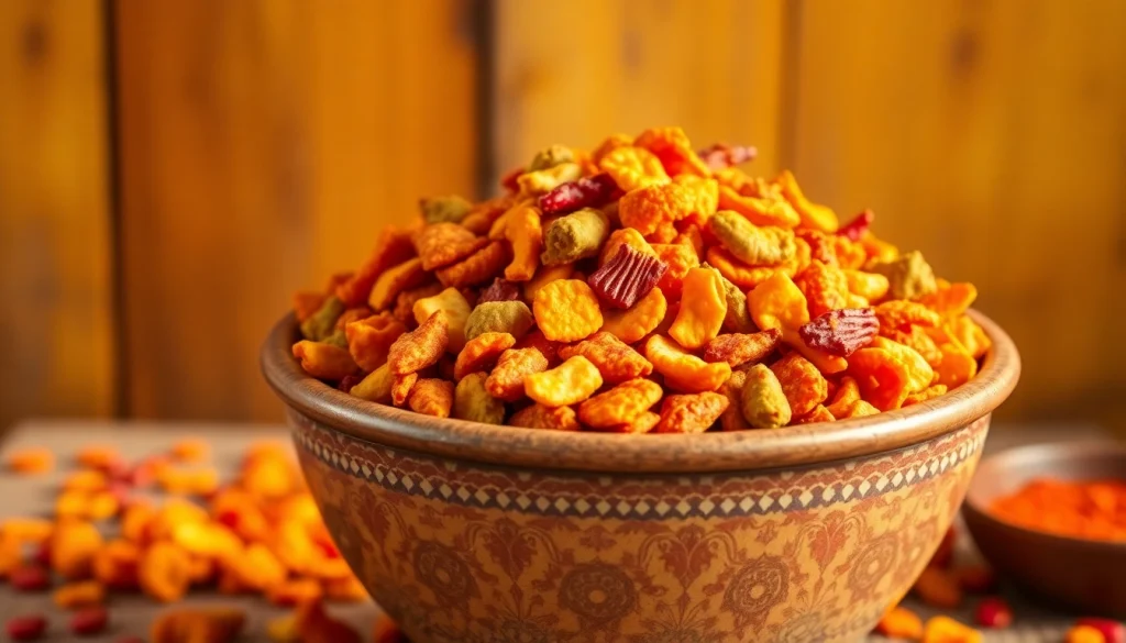 Enjoy freshly served bikaneri bhujia, showcasing its crispy texture and vibrant colors in a traditional bowl.