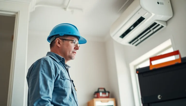 Expert AC repair service in Mesa AZ with a technician servicing an air conditioning unit.