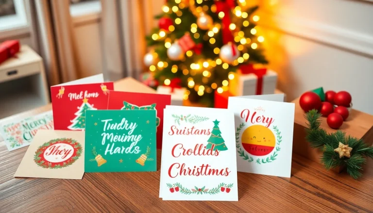 Craft festive last-minute Christmas cards London with vibrant designs displayed in a cozy setting.