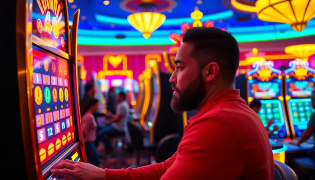 Menang besar di mesin slot Dumdum 4D dengan suasana kasino yang meriah.