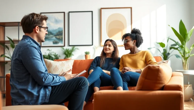 Engaging session with a relationship coach guiding a couple through communication challenges.