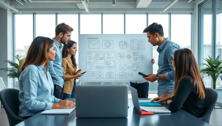 Sviluppo web app agenzia: team di esperti in un ufficio moderno mentre sviluppano soluzioni innovative.
