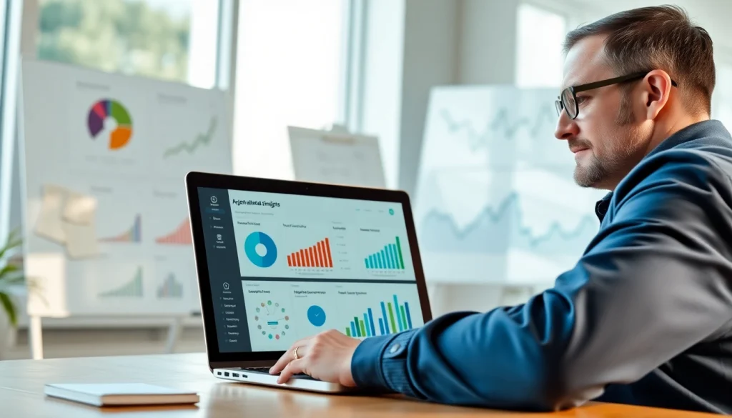 Analyze ai prompts for competitor analysis with a digital marketing strategist in a modern office.
