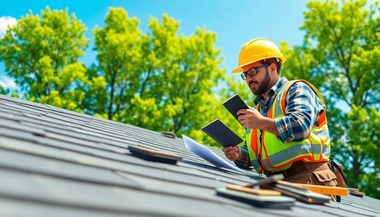 Roofer in Loenen assessing roof conditions with tools, showcasing expertise as dakdekker loenen.