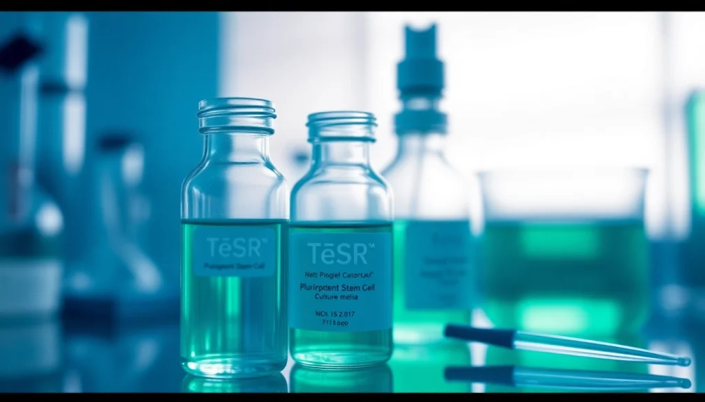 All check for TeSR™ Pluripotent Stem Cell culture media designed with high-quality formulations in a well-lit lab.