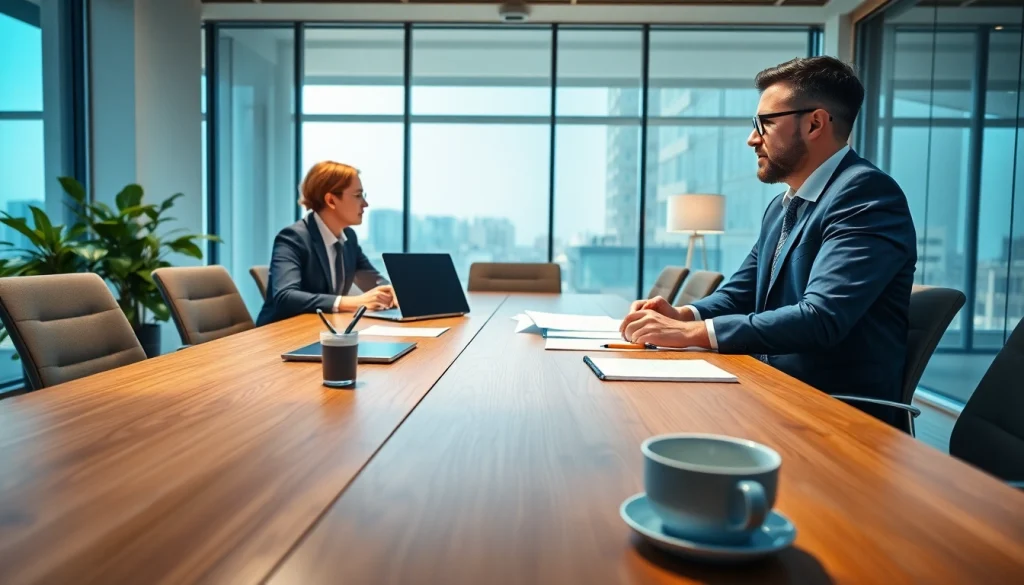 B2B buyer negotiating in a bright office, highlighting professional engagement and collaboration.
