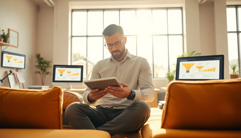 Engaging vision of Funnels for course creators in a modern workspace with a digital creator.