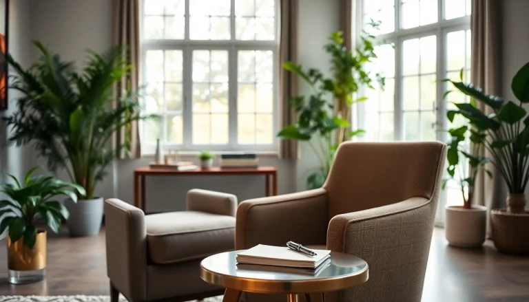 Engaging scene of a relationship coach in a tranquil office fostering connection and growth.