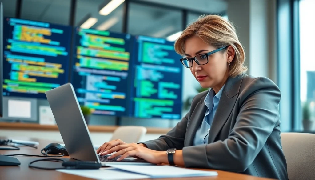 Penetrationstest durch einen Fachmann zur Gewährleistung der IT-Sicherheit in einem modernen Büro.