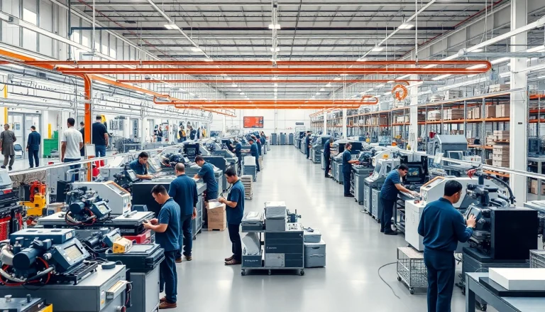 Manufacturers collaborating in a dynamic production environment showcasing efficiency and innovation.