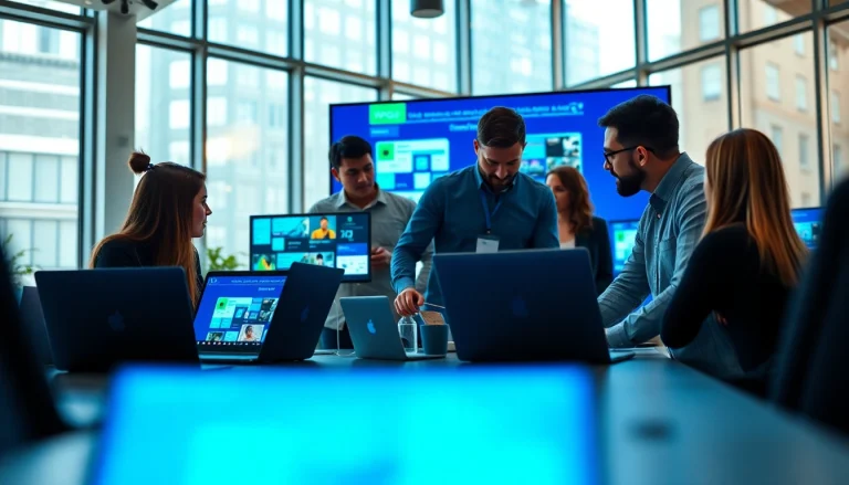 Showcasing creative website design kansas city teamwork in a professional office environment