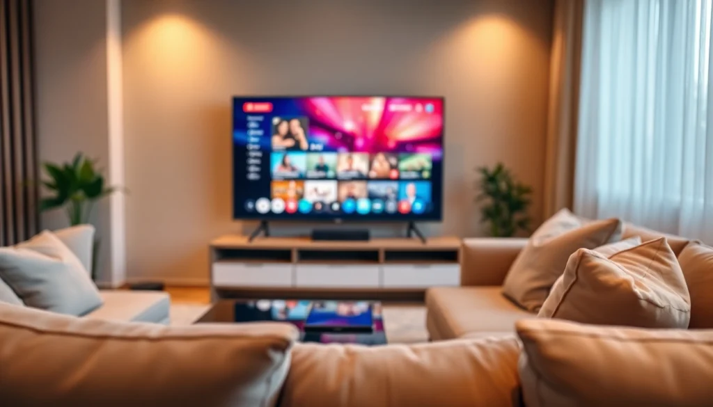 Comprar IPTV con un servicio de streaming mostrando contenido en un televisor moderno.