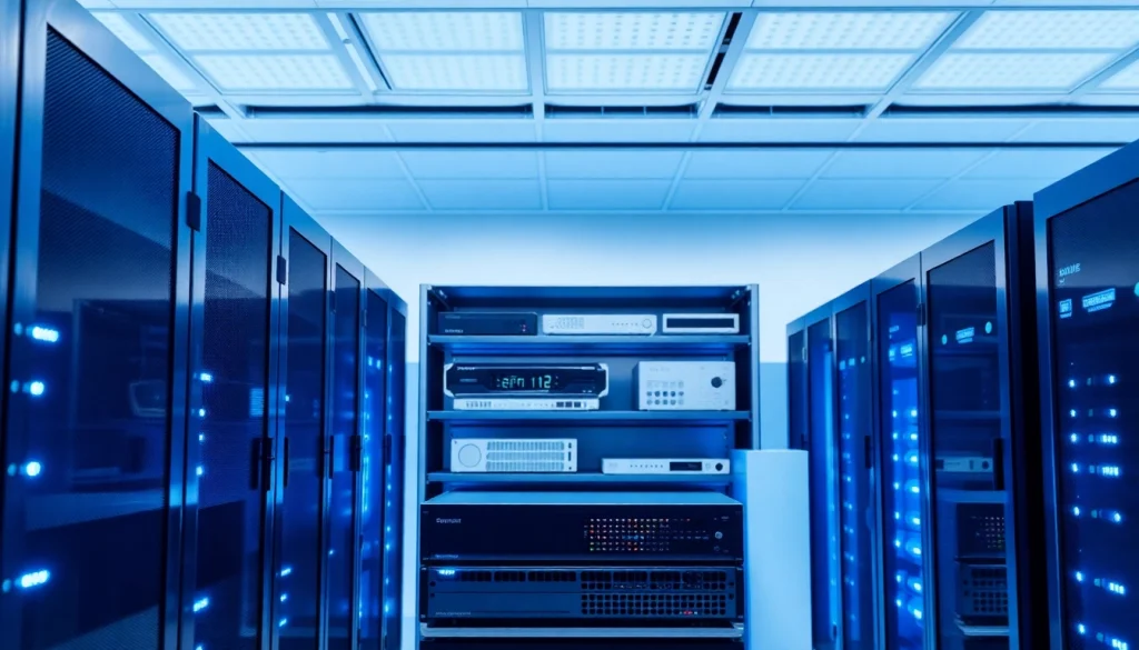 Mayorista de Comunicaciones mostrando una gama de productos tecnológicos organizados en estantes.